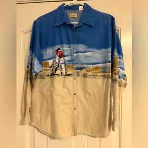 Vintage 80’s Men's Wrangler Cowboy Western Pearl Snap Long Sleeve Shirt size XL
